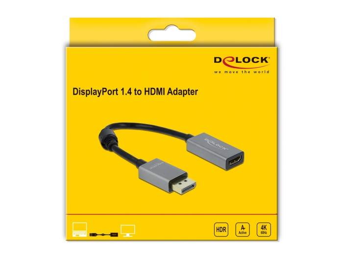 DeLOCK Adaptateur actif DisplayPort 1.4 à HDMI 4K 60 Hz HDR Neuf