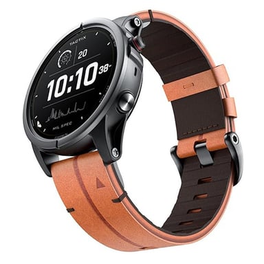Correa de reloj de cuero de 22 mm con liberación rápida compatible con Garmin Fenix 8/7/6/5/935 Series Brown