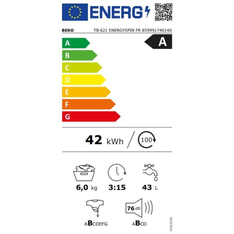 Lave linge top BEKO TB621 6 kg L45cm 1200 trmin Classe A - vue 4