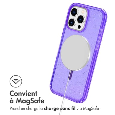imoshion Coque Pailletée avec MagSafe pour Apple iPhone 16 Pro - Paillettes Violet