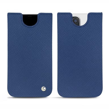 Pochette cuir Apple iPhone 14 Pro - Pochette - Bleu - Cuir saffiano