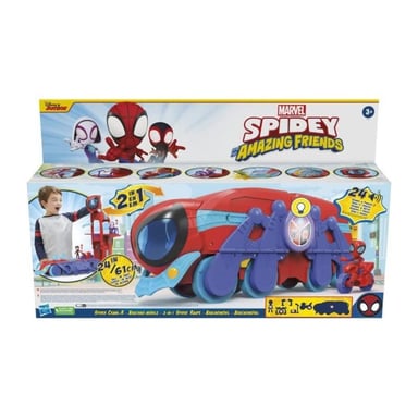 Spidey e i suoi straordinari amici, quartier generale Aracno-mobile 2 in 1 deluxe, giocattolo prescolare, da 3 anni