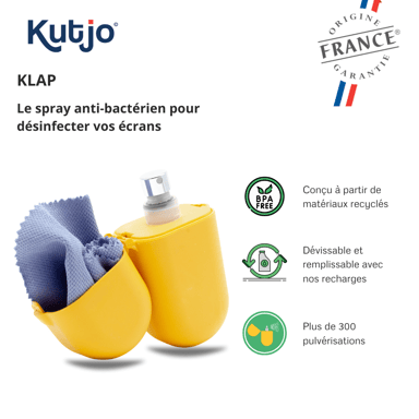 Kit de spray nettoyant naturel Kutjo Klap Mangue, 300 pulvérisations avec 1 microfibre
