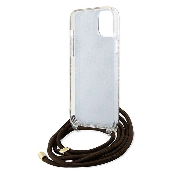 Guess Coque Crossbody Cord 4G Print avec cordon pour iPhone 15 Marron - vue 2