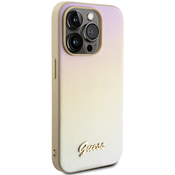 Guess Coque Saffiano Gold pour iPhone 14 Pro Max Jaune - vue 3