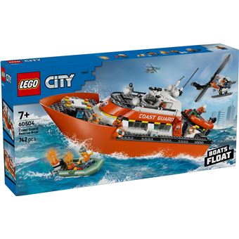 LEGO City 60504 Barca di salvataggio e elicottero della guardia costiera