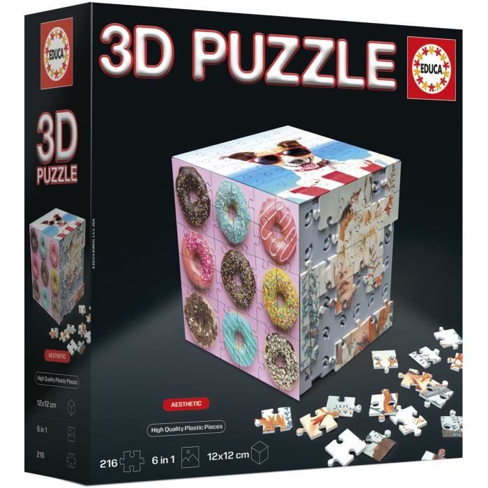 Educa 3D Puzzle Cube Art | Puzzle en Forme de Cube avec 216 Pièces | 6 Puzzles de 36 Pièces | Défi Ludique pour Enfants dès 20123 - vue 4