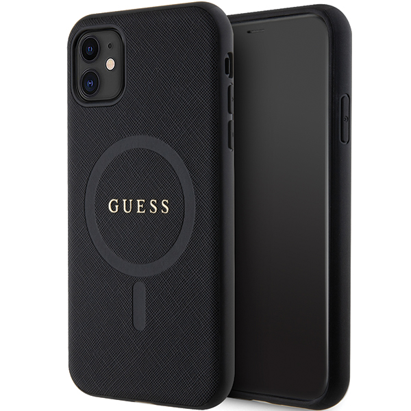 Étui Guess Saffiano MagSafe pour iPhone 11/XR, noir - Neuf