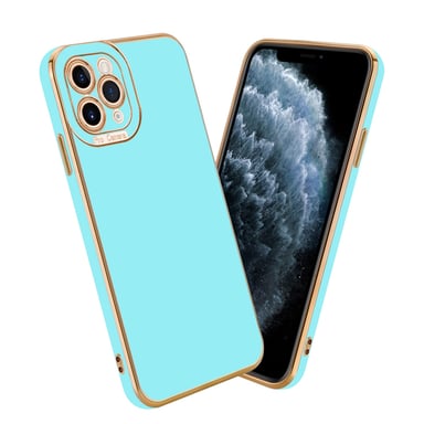 Coque pour Apple iPhone 11 PRO en Glossy Turquoise - Or Rose Housse de protection Étui en silicone TPU flexible et avec protection pour appareil photo