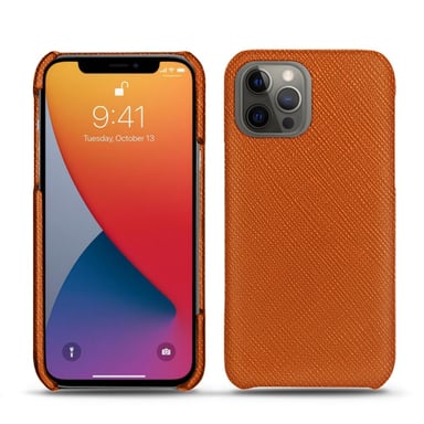 Coque cuir Apple iPhone 13 Pro Max -  - Orange - Cuir saffiano