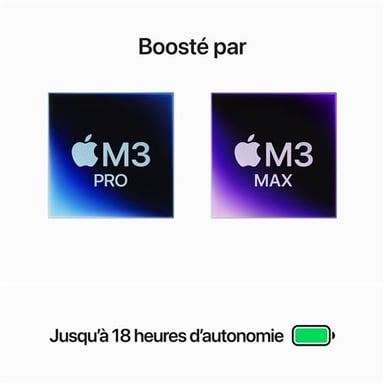 MacBook Pro M3 Pro (2023) 14'', 512 Go 36 Go Apple GPU 18, Noir sidéral - AZERTY