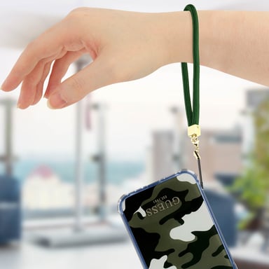 Coque pour iPhone 12 et 12 Pro avec Dragonne Motif Camouflage Vert