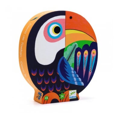 Silueta Puzzle Coco el Tucán - 24 Piezas Coloridas y Elegantes