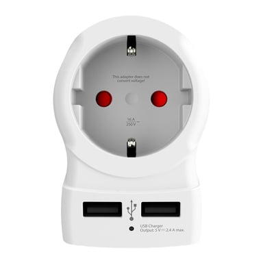 Adaptateur voyage SKROSS Europe vers Royaume-Uni Blanc USB-A + USB-C 2 ports 16A 250V - Neuf