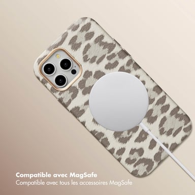 Selencia Coque Sabi imprimé panthère avec MagSafe pour Apple iPhone 12 (Pro) - Soft Ivory