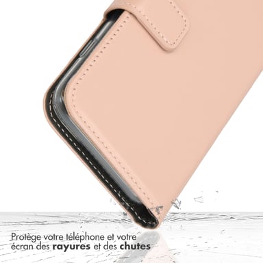 Selencia Étui portefeuille en cuir véritable pour Samsung Galaxy S25 Plus - Dusty Pink