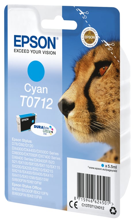 EPSON Cartouche dencre T0712 Cyan Guépard C13T07124012 - vue 4