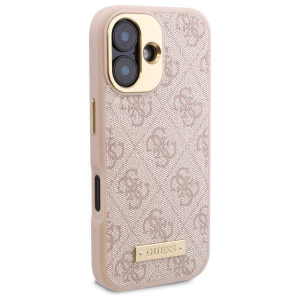 Guess Étui pour iPhone 16 6.1 rose étui rigide 4G Logo Plate MagSafe - vue 2
