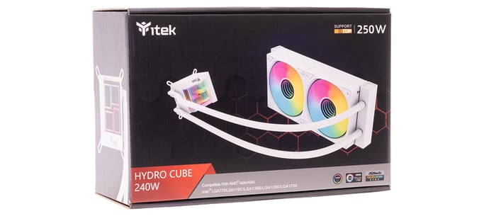 itek HYDRO CUBE 240W Processore Kit di raffreddamento a liquido 12 cm Bianco