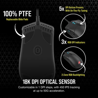 Corsair SABRE RGB PRO Mouse ottico USB Type-A per destrimani 18000 DPI