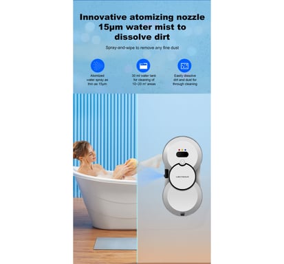 LIECTROUX HCR-10 robot limpiacristales, 80 W de aspiración con 5600 Pa, batería de 500 mAh, múltiples modos de limpieza, mando a distancia.