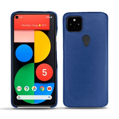 Coque cuir Google Pixel 5 -  - Bleu - Cuir lisse