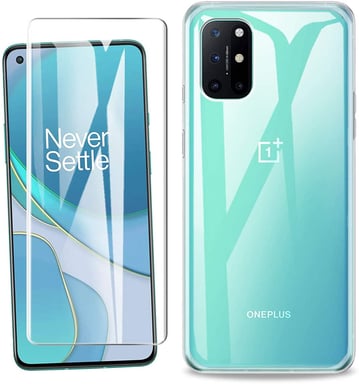 OnePlus 8T 5G transparente tpu shell y protector de pantalla