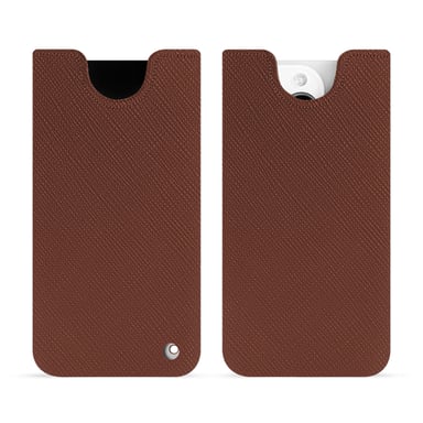 Pochette cuir Apple iPhone 15 Pro -  - Marron - Cuir saffiano