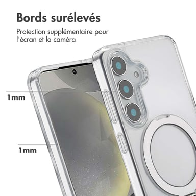 Accezz Coque Ring Stand avec MagSafe pour Samsung Galaxy S25 - Transparent