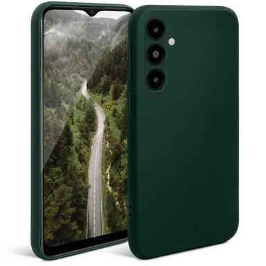 Moozy Minimalist Series Coque en silicone pour Samsung A14, vert nuit – Finition mate légère, coque de protection fine et souple en TPU avec surface mate