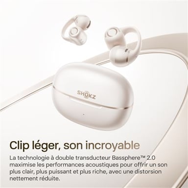 OpenDots 2 - Ecouteurs sans fil True Wireless à conduction aérienne Ear Ring, Blanc