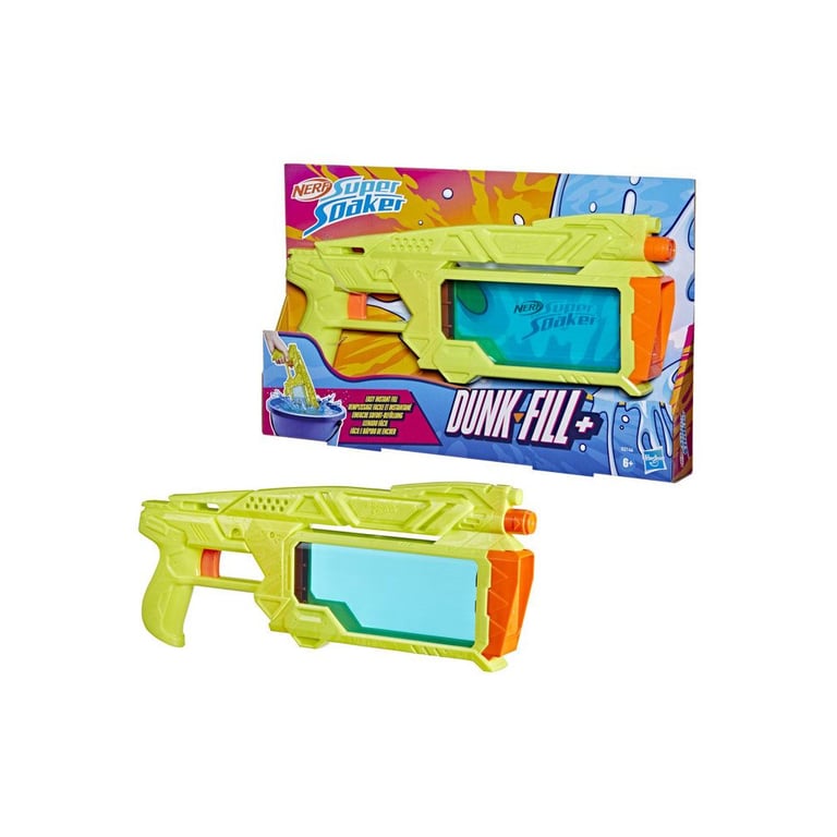 Pistolet à eau NERF Super Soaker Dunk-Fill+ 358 ml remplissage par immersion Jaune-vert/Orange - Neuf