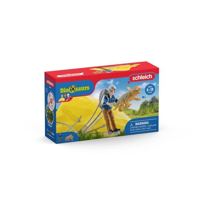 Sauvetage en Parachute Coffret schleich avec 1 parachute 1 figurine humaine et 1 dinosaure Ensemble de Jouets Préhistoriques de - vue 3