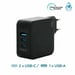 Mobilis Charger 100W 2USB C 1USBA GaN cable 100W Portátil, Smartphone, Tableta Negro Corriente alterna Interior