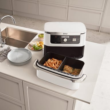 Ninja Foodi Flex friteuse Double 10,4 L Autonome 2470 W Friteuse d'air chaud Argent, Blanc (AF500EUWH )