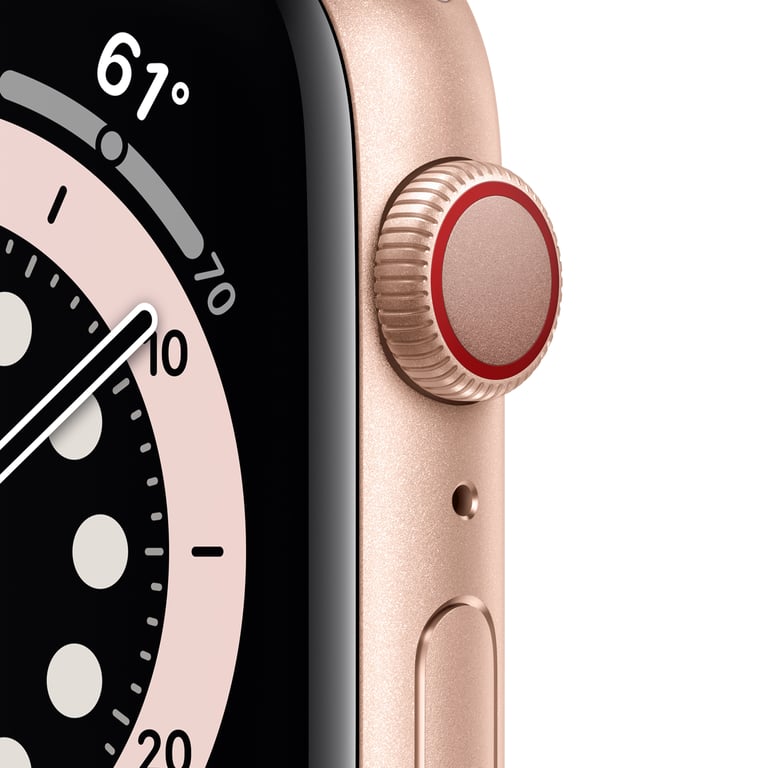 Apple Watch Series 6 OLED 44 mm Numérique 368 x 448 pixels Écran tactile 4G Or Wifi GPS (satellite), rose