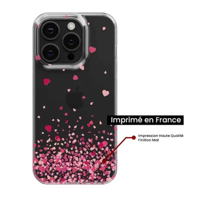 Coque en silicone - Compatible Xiaomi Redmi 13C 4G - design confettis de coeurs rose