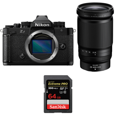 Fotocamera mirrorless Nikon Zf + 28-400mm f/4-8 VR + 1 SanDisk 64GB Extreme PRO UHS-II + Ebook ''20 consigli per foto che colpiscono''