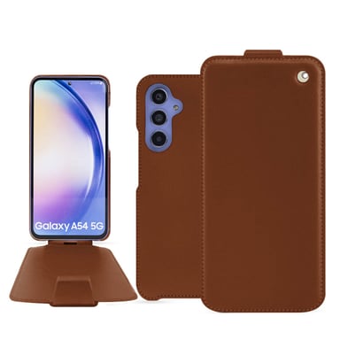 Housse cuir Samsung Galaxy A54 -  - Marron - Cuir lisse