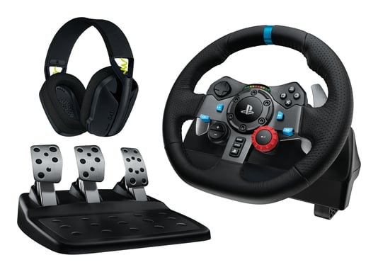 Logitech G 991-000539 accessoire de jeux vidéo Aluminium, Noir USB Volant + pédales + écouteurs PC, PlayStation 4, PlayStation 5, Playstation 3