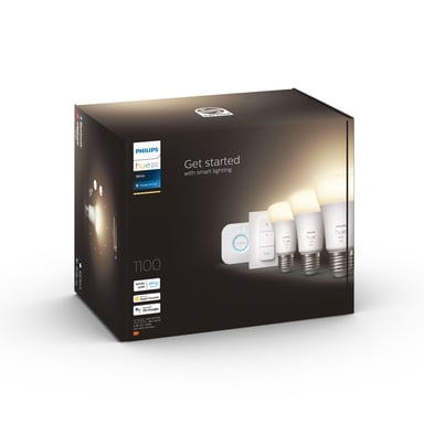 PHILIPS Hue White Starter Kit lampadina LED collegata 9,5W - E27 x3 e telecomando Hue
