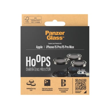 PanzerGlass ® Hoops® Metal Camera Lens Protector Black iPhone 15 Pro | 15 Pro Max Protection d'écran transparent Apple 1 pièce(s)