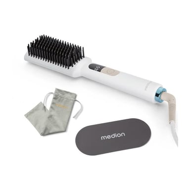 Brosse lissante chauffante MEDION MD19859 46W 5 niveaux 165–210°C céramique/tourmaline écran LED Blanc