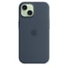 Coque en silicone avec MagSafe pour iPhone 15 Bleu orage