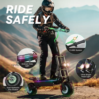 Patinete Eléctrico FENGQS GT8 PRO, Motor 2800W*2, Batería 67.2V 38Ah, Neumáticos 11 pulgadas, Velocidad Máx. 80km/h, Autonomía 90km, Frenos de Disco Hidráulicos, Sistema de Doble Suspensión, Pantalla LCD