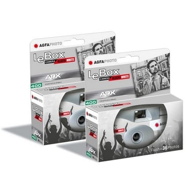 AGFA PHOTO PACK 2 x 601026 - Appareil Photo Jetable LeBox Black&White, 27 Photos, Objectif Optique 31 mm - Gris