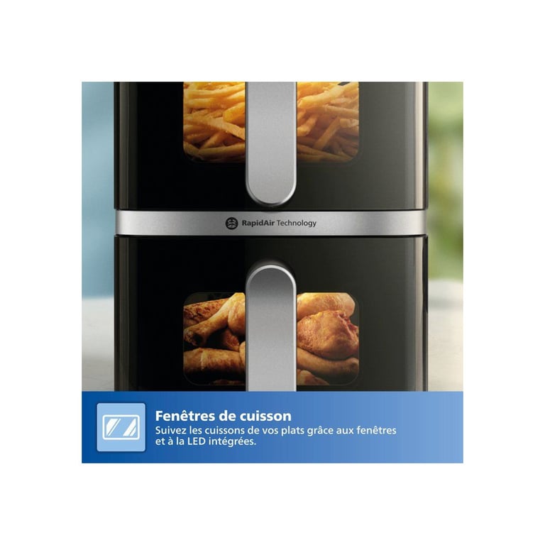 Friteuse sans huile PHILIPS Airfryer Série 4000 Vertical Duo NA46100 Capacité 10 Double cuve - vue 5