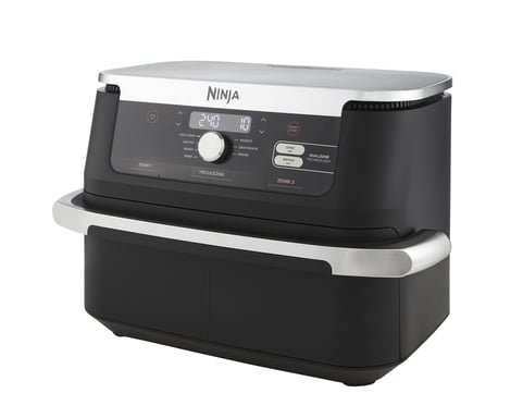 Ninja AF500EU Freidora Doble 10.4 L Autónomo 2470 W Freidora de Aire Caliente Negro, Acero Inoxidable