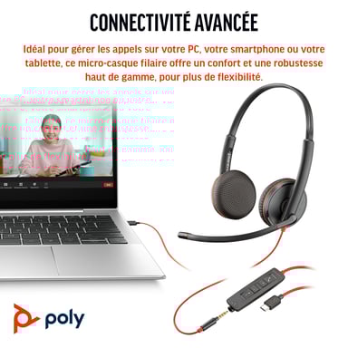 Poly Auriculares estéreo Blackwire C3225 USB-C