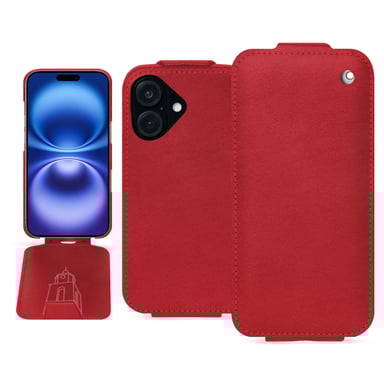 Housse cuir Apple iPhone 16 -  - Rouge - Cuir lisse premium
